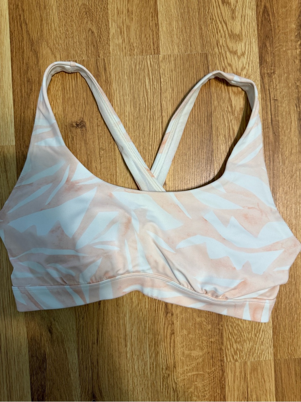 Athleta Soft Blush Printed Crossback Sports Bra